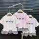 White Three Ribbons Peplum Top