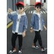 Grey Blue Denim Hoodie Jacket