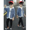 Grey Blue Denim Hoodie Jacket