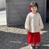 Cream Heart Peplum Tops Set Red Skirt