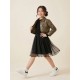 Brown Leather Jacket Set Black Sparkle Tutu Dress