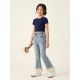 White Ruffles Flowers Denim Pants