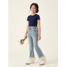 White Ruffles Flowers Denim Pants