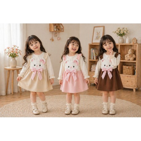 Brown Cute Bear Ribbons Dress