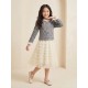 Silver Sequins Top Set White Layered Skirt