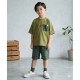 Green Pocket Top Set Green Plaid Short Pants