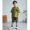 Green Pocket Top Set Green Plaid Short Pants