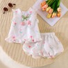 White Embroidery Ruffles Tulip Set Puffy Pants