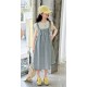 Cream Ruffles Sleeve Top Blue Set Skirt Overall