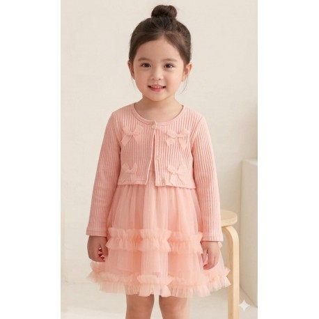 Peach Four Ribbon Tutu Dress