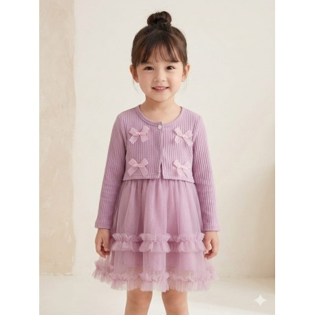 Purple Four Ribbon Tutu Dress