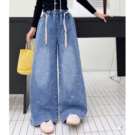 Little Ribbon Wide Denim Pants