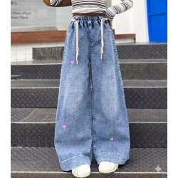 Little Hearts Wide Denim Pants
