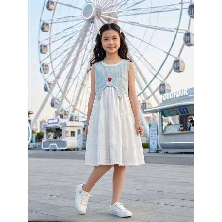 2in1 White Dress and Denim Outer