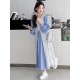 2in1 Blue Long Dress Set White Outer