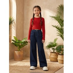 Dark Blue Square Pocket Denim Pants