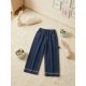 Dark Blue Wide Denim Pants