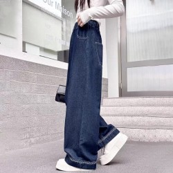 Dark Blue Wide Denim Pants