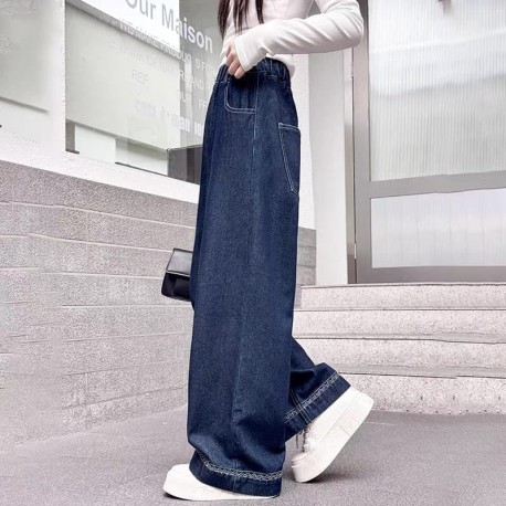 Dark Blue Wide Denim Pants