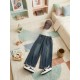 Dark Blue Washed Denim Pants