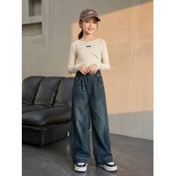 Dark Blue Washed Denim Pants