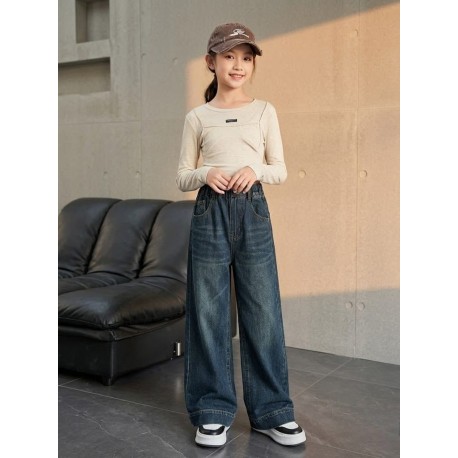 Dark Blue Washed Denim Pants