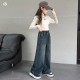 Dark Blue Washed Denim Pants