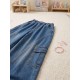 Blue Cargo Denim Pants