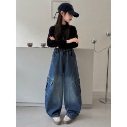 Blue Cargo Denim Pants