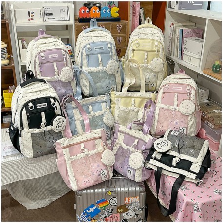 Two Colour Cute Polka Backpack