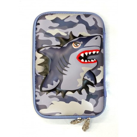 Grey Shark Big Pencil Case