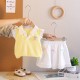 Yellow Strawberry Lace Top Set White SkIrt
