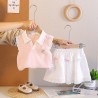 Pink Strawberry Lace Top Set White SkIrt