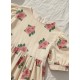 Cream Rose Puffy Sleeve Dress
