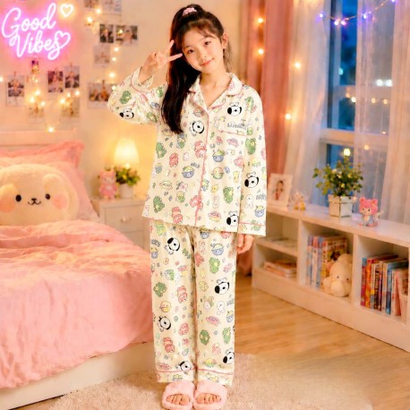 Cream Dog Button Pyjamas