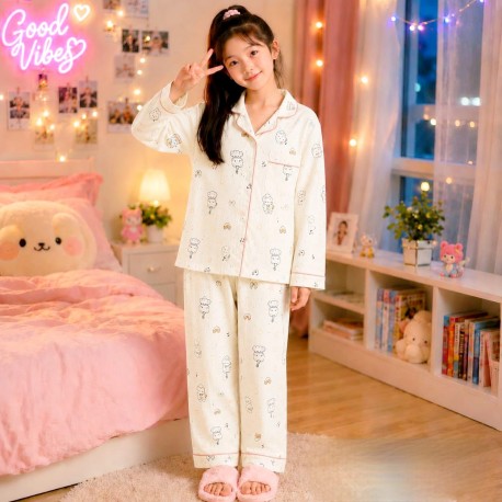 Birthday Cat Button Pyjamas