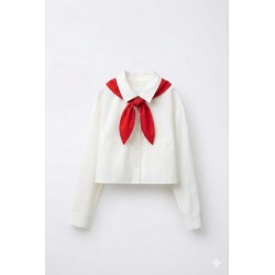 2in1 White Crop Shirt with Scarf