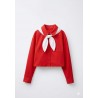 2in1 Red Crop Shirt with Scarf