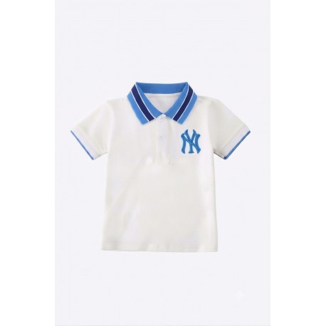 NY White Blue Polo Shirt