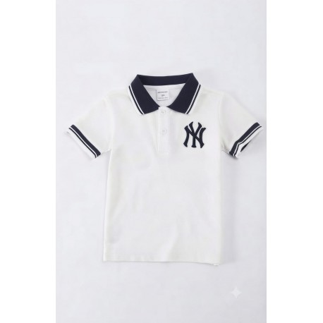 NY White Black Polo Shirt