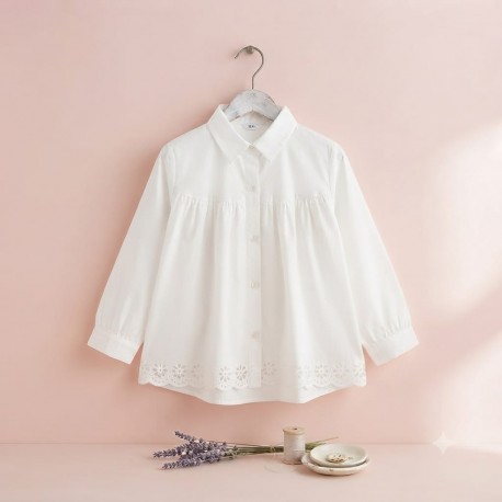 White Flowers Laser Cut Shirt