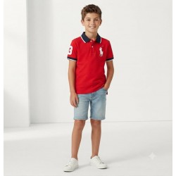 Red 3 Horse Polo Shirt