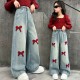 Red Ribbons Denim Pants