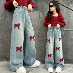 Red Ribbons Denim Pants