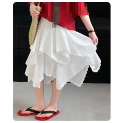 White Assimetrical Layered Skort