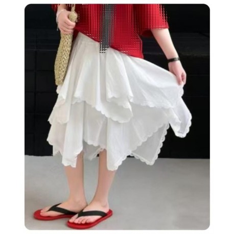 White Assimetrical Layered Skort