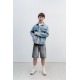 Dark Grey Denim Pull On Short