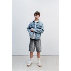 Dark Grey Denim Pull On Short