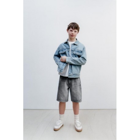 Dark Grey Denim Pull On Short