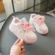 Pink White Girls Ribbon Shoes